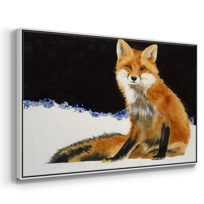 " Fox ", 27" H x 41" W x 2" D, White Framed Canvas