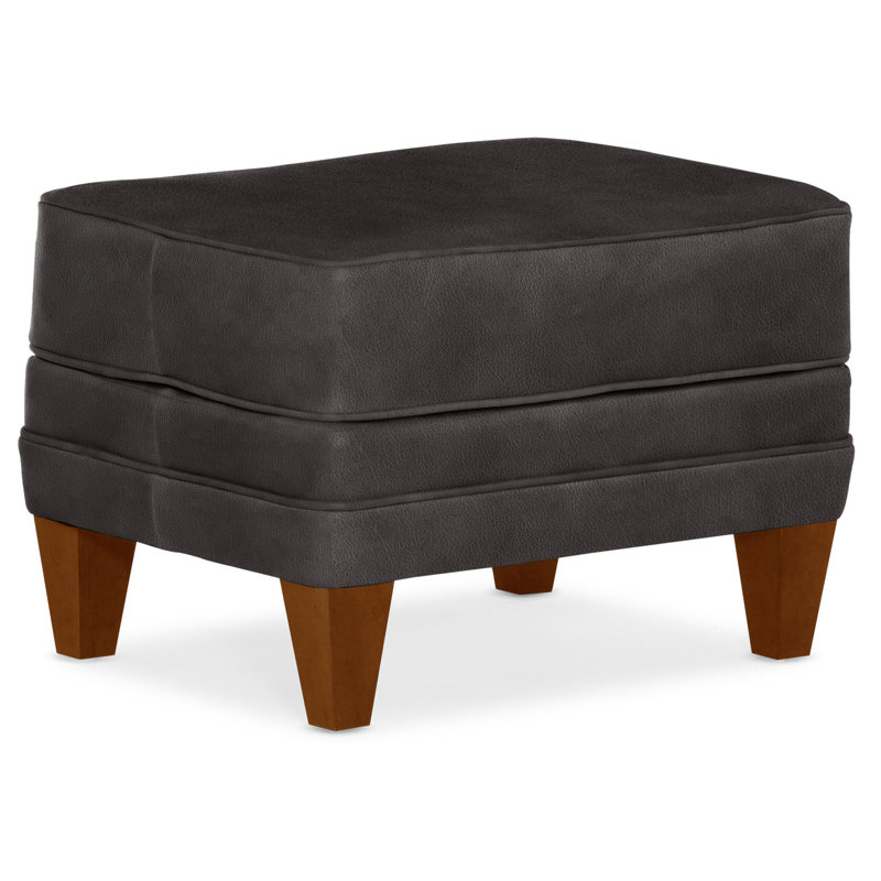 Willow Upholstered Ottoman, New Classiques, Aline Light Grey Genuine Leather