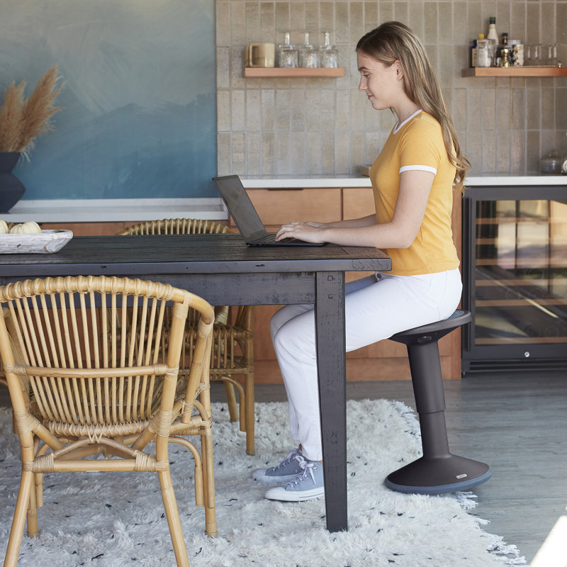 Black Adjustable Height Wobble Stool with Cushioned Seat