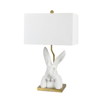 28" Resin Table Lamp With White Shade