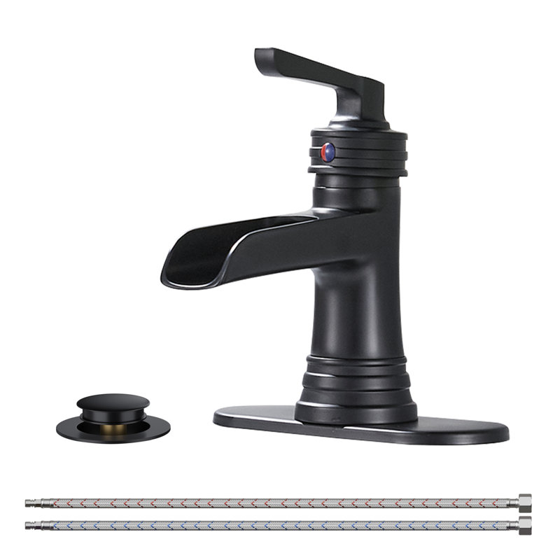 Single-hole Single-handle Bathroom Faucet With Drain Assembly, Matte Black