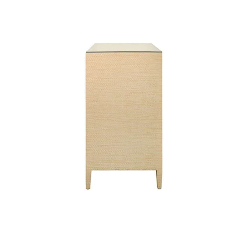 Four Drawer Chest with Glass Top, Gold