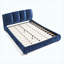 Cadre de lit plateforme tapissier en velours grand format, minimaliste moderne avec tête de lit segmentée moelleuse, bleu foncé
