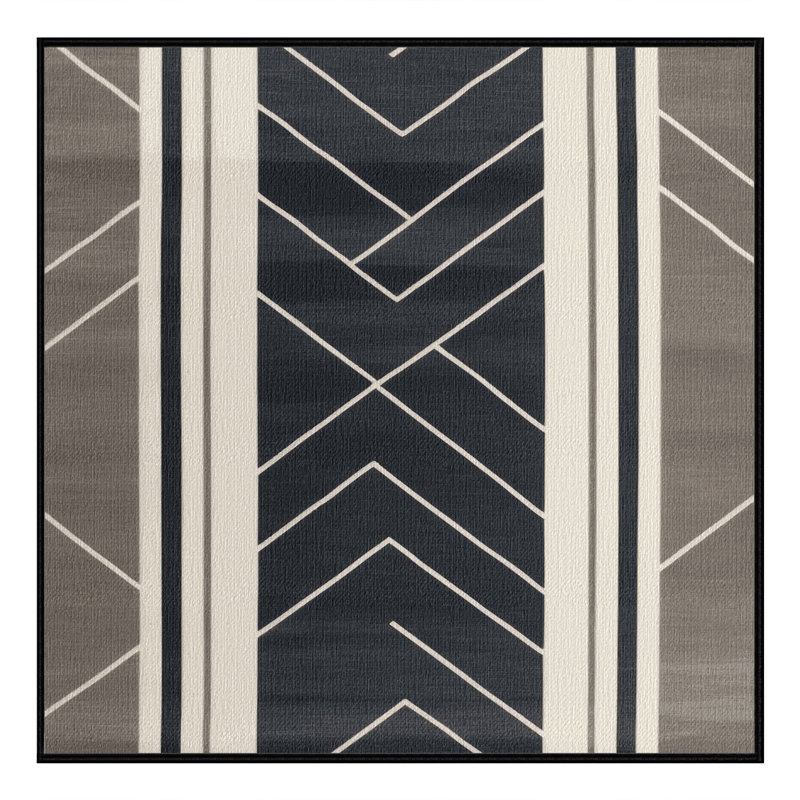 Washable Pearl Slate Gray Striped Area Rug, Square 8'