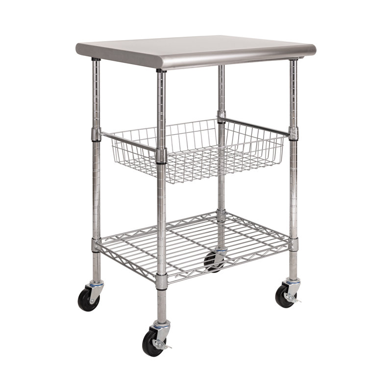 NSF-Certified Stainless Steel Kitchen Island Cart on Wheels