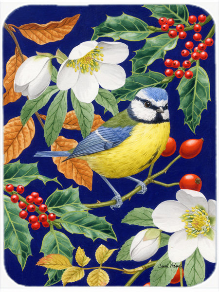 Caroline's Treasures Eurasian Blue Tit Glass Cutting Board