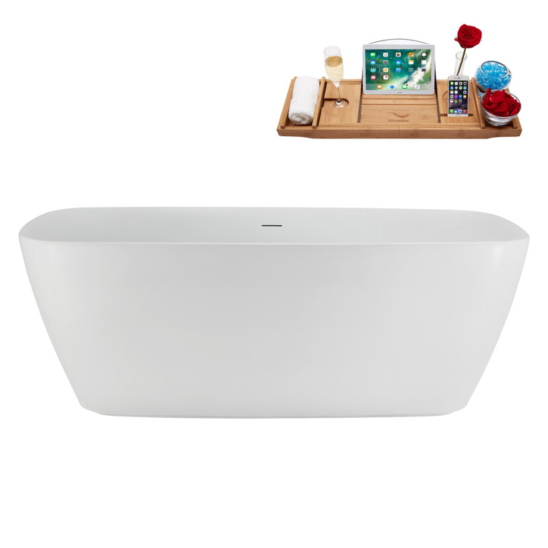 Baignoire autoportante 67 "avec drain interne Streamline, Nickel brossé