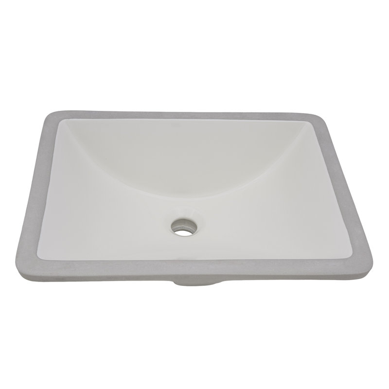 Lavabo de salle de bain encastré en porcelaine rectangulaire avec trop-plein Ruvati 18 x 12 3/4 po -, Biscuit