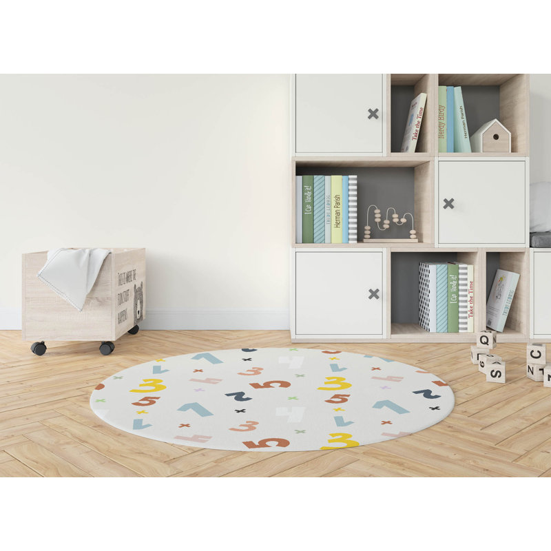 Tapis de jeu pour enfants Numéros, Ivoire / gris anthracite / jaune