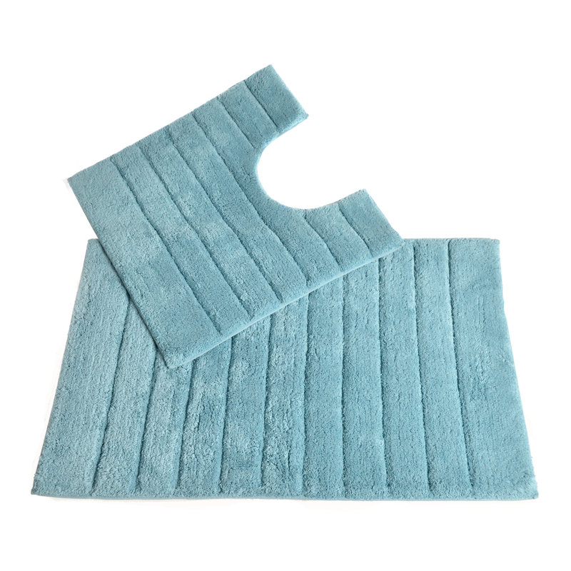 Linear Ribbed Two Piece Bath Mat Set, Duckegg
