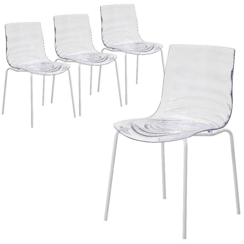 Ensemble de 4 chaises de salle à manger en plastique ABS de la collection Minelli, Blanc transparent
