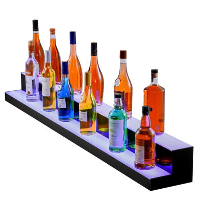 LED Lighted Liquor Bottle Display Bar Shelf RF & App Control 60" 2-Step
