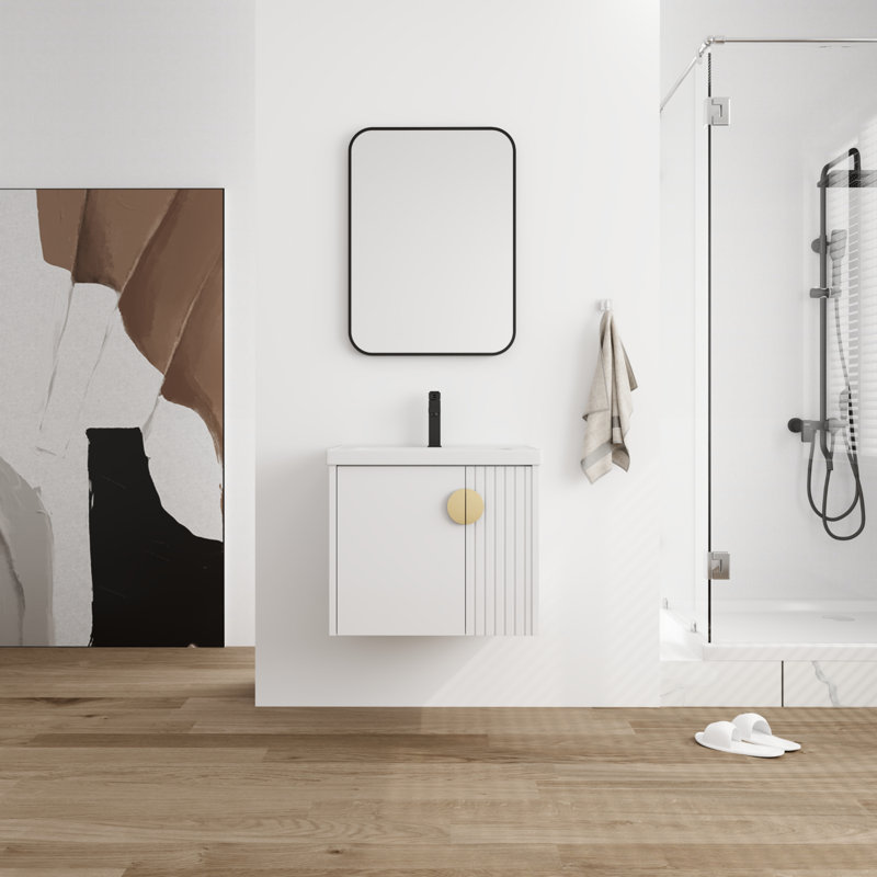 Meuble-lavabo simple 24,14 po avec plateau en céramique Dalven, Blanc