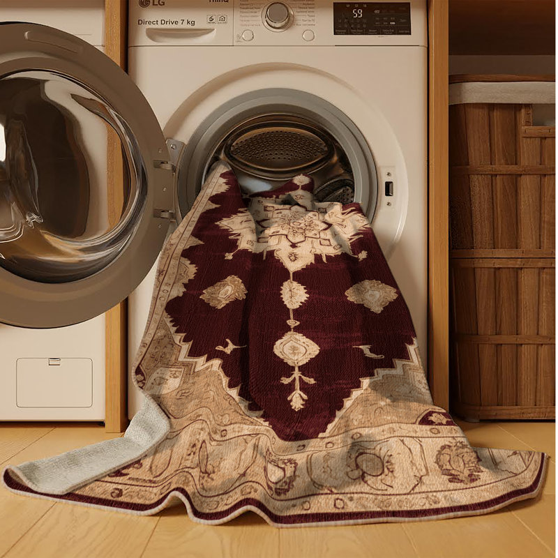 Tapis brun lavable à la machine, Rond 4 pi