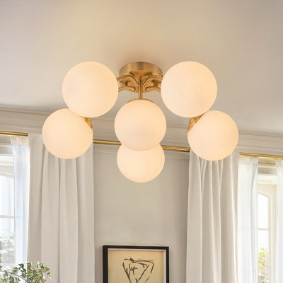 Honniball Frosted Glass Globe Sputnik Semi-flush Mount