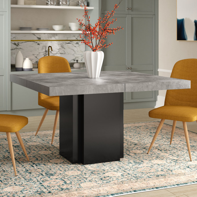 Casden Dining Table, 130cm x 130cm, Concrete Grey / Pure Black