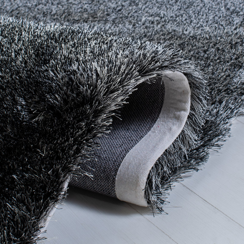 Tapis gris foncé touffeté à la main Jewell, Tapis de couloir 2 pi 3 po x 8 pi