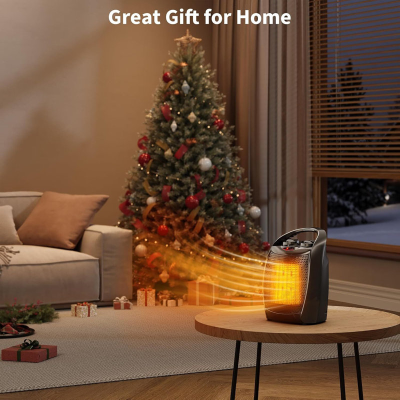 1500W/750W Ceramic Space Heater, Tip-Over Overheat Protection, Black