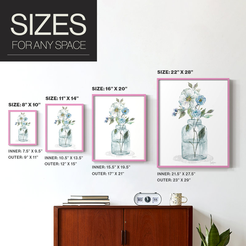 Mason Jar Blues II Framed Print - Solid Wood, H 30 po x l 24 po, Rose