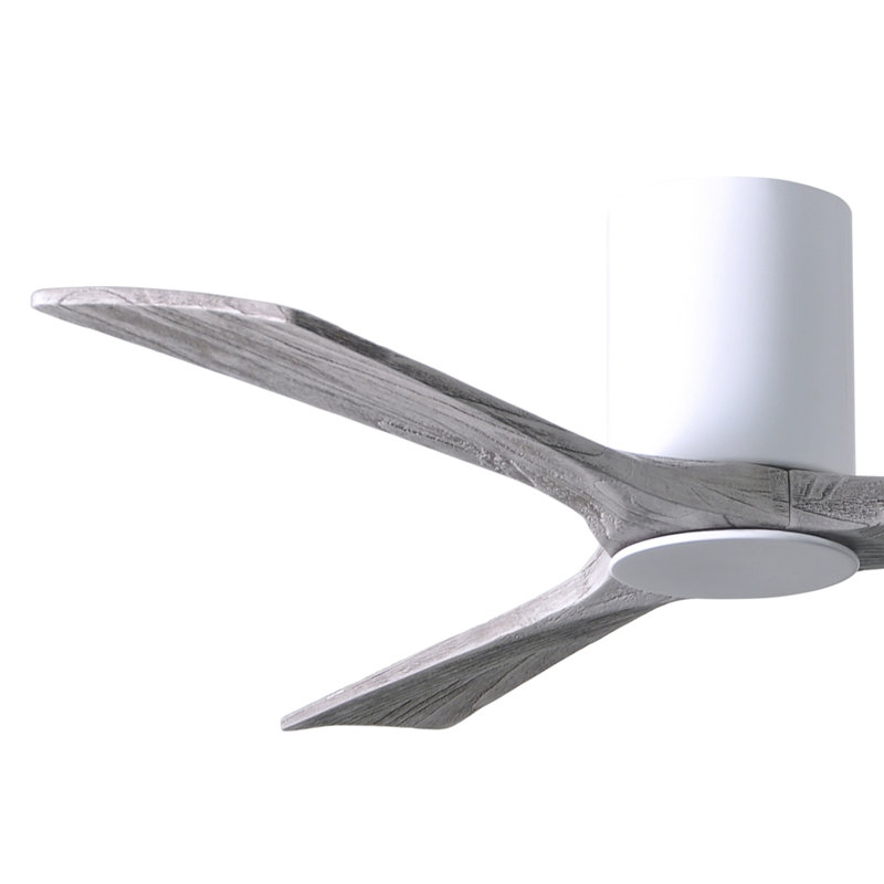 Irene LED Ceiling Fan, Gloss White, Barn Wood Tone, 52"