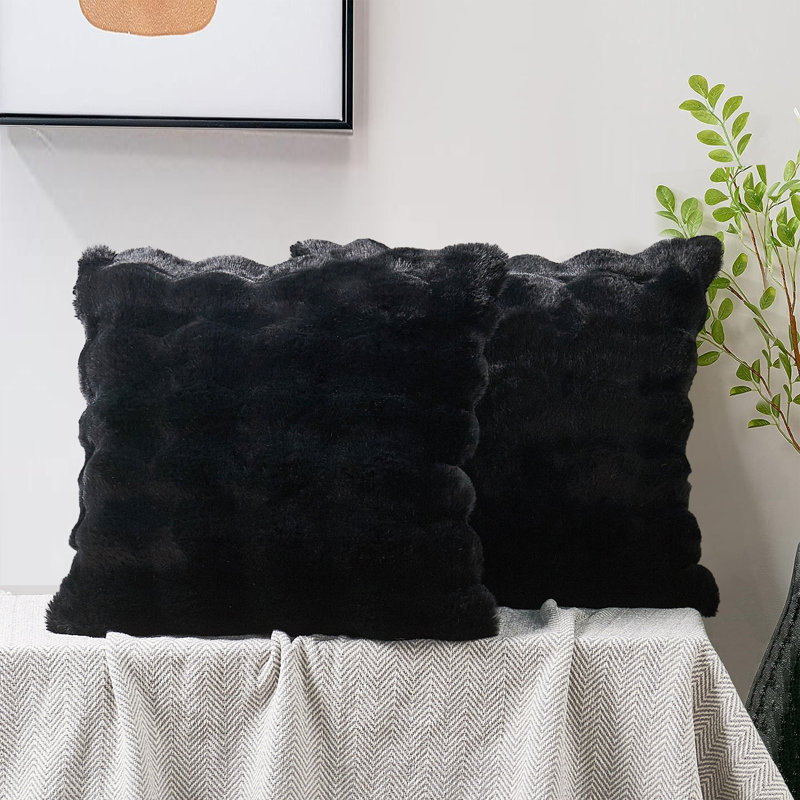 Square Cushion Cover, Black