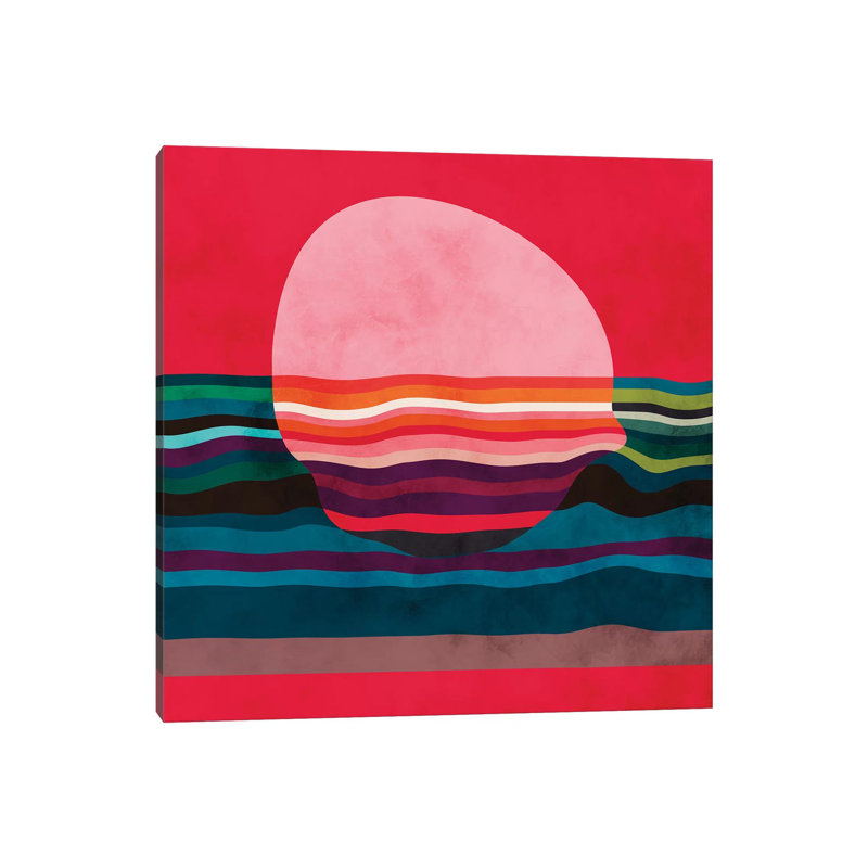 «Pink liquid sun» par Ana Rut Bré - impression d'art graphique, Aucun mat, Toile tendue, H 48 po x l 48 po x 1,5 po