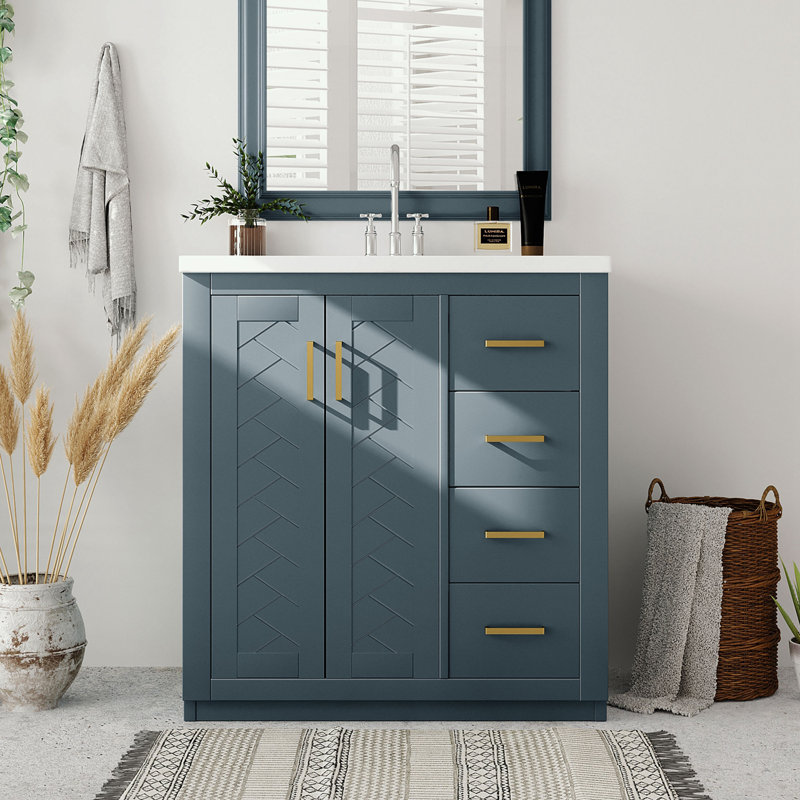 Rangement pour salle de bain Pollark, Bleu marine