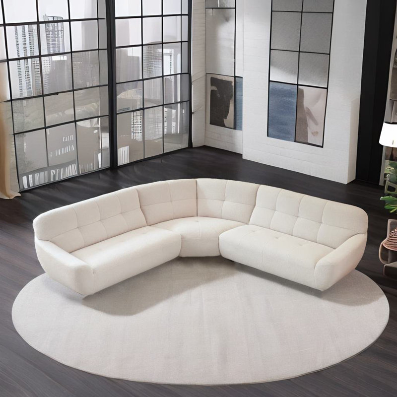 Canapé incurvé Raymesha, Polyester beige