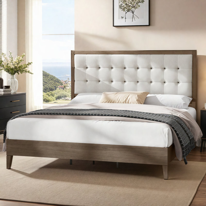 Behka Upholstered Bed, King, Ash Grey