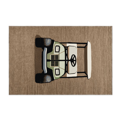 Transportation Beige Indoor and Outdoor Area Rug