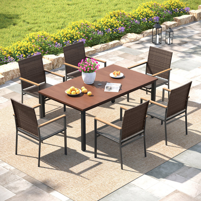 patio dining set, Noir / brun