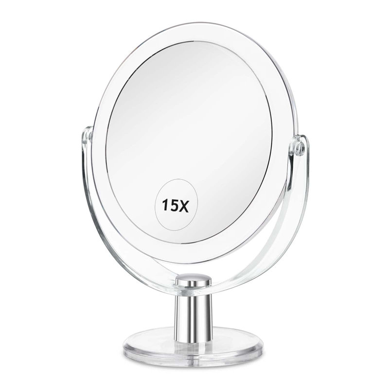 Miroir de maquillage avec support, miroir grossissant 1X / 15X