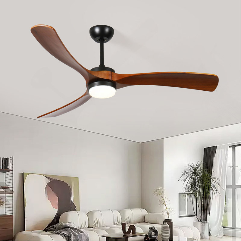 60-Inch 3-Blade Solid Wood Ceiling Fan Light
