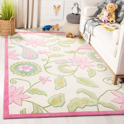 Claro Floral Handmade Tufted Ivory/Pink Area Rug