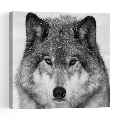 Winter Wolf Gaze Abstract Contemporary Wolf Forest Landscape Wall Art Print by Mircea Costina - Wrapped Canvas Print