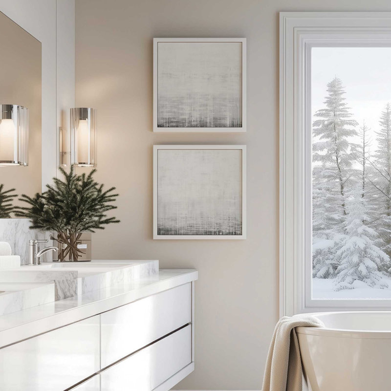 Ensemble de 2 impressions sur toile Whiteout Rhythm, Chrome poli, H 17,75 po x l 35,5 po