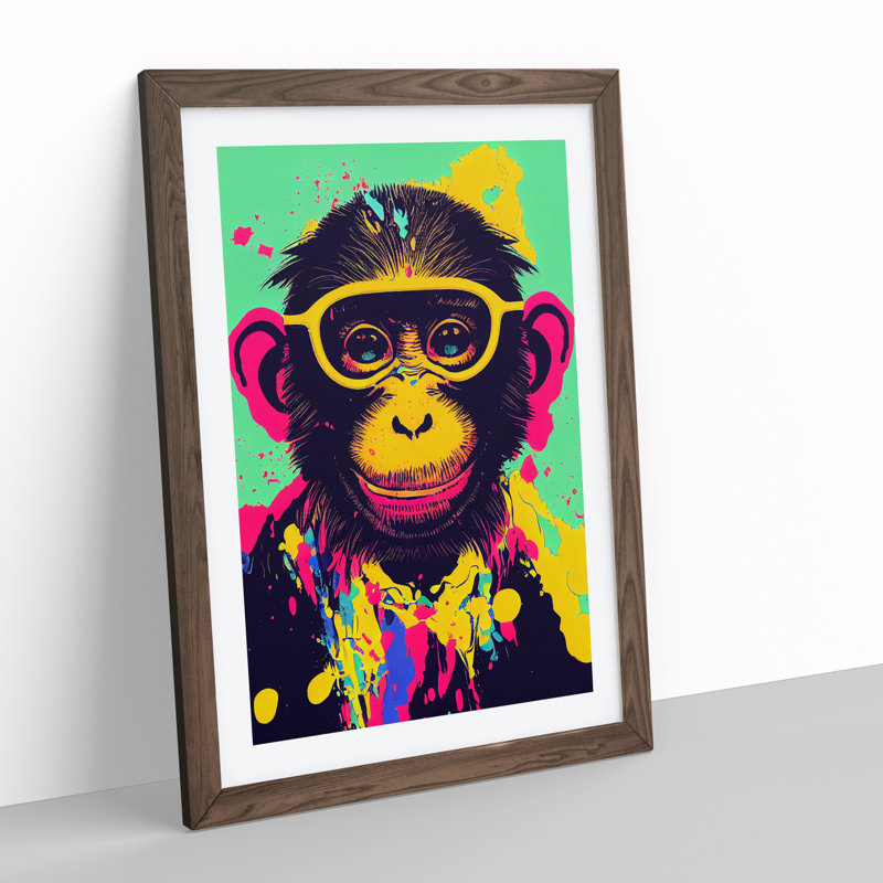 Monkey Paint Splash No.1 - Framed Print, 34cm H x 25cm W, Brown