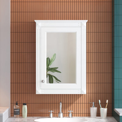 Armoire de rangement murale avec miroir, tablette réglable et porte à fermeture en douceur pour économiser de l'espace