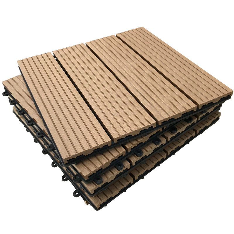 Balko 30cm L x 30cm W Composite Interlocking Deck Deck Tile Kit, Teak