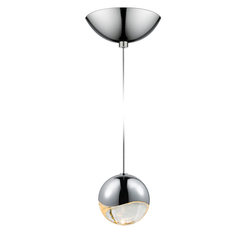 Grapes 1 - Light LED Pendant, Polished Chrome, 3.25" H x 3.25" W x 3.25" D, Clear