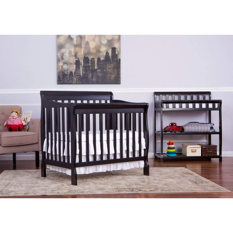 Ashton Black Pinewood 2-in-1 Changing Table with Safety Strap