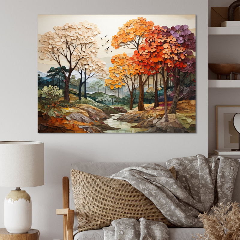 Érable, mosaïque de la saison I - reproduction, H 34 po x l 44 po x P 1,5 po, Toile tendue