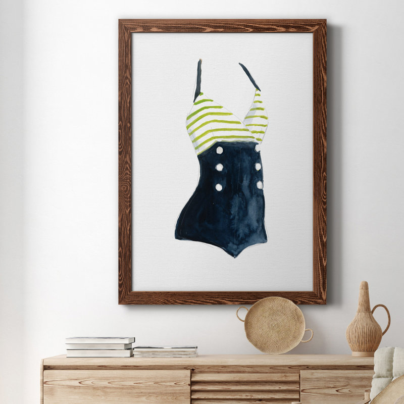 Rétro maillots de bain I - peinture sur toile encadrée, H 31,5 po x l 23,5 po x P 1,5 po, Érable