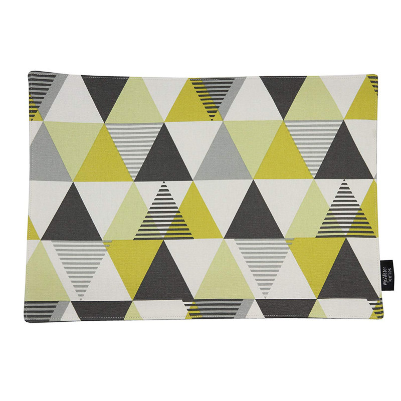 Amelia Cotton Geometric Rectangle Placemat, Ochre Yellow