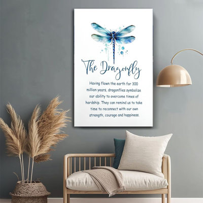"Watercolor Dragonfly Large", art sur toile tendue avec châssis 24 "x 36"