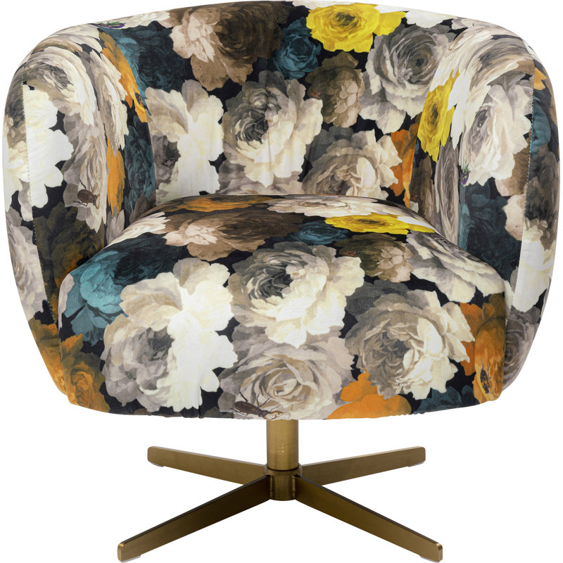 Swivel Armchair Peony Flower, Yellow, Gold