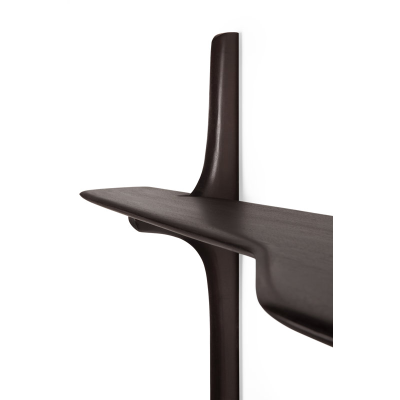 Pi Solid Wood Tiered Shelf, Dark Brown Wood