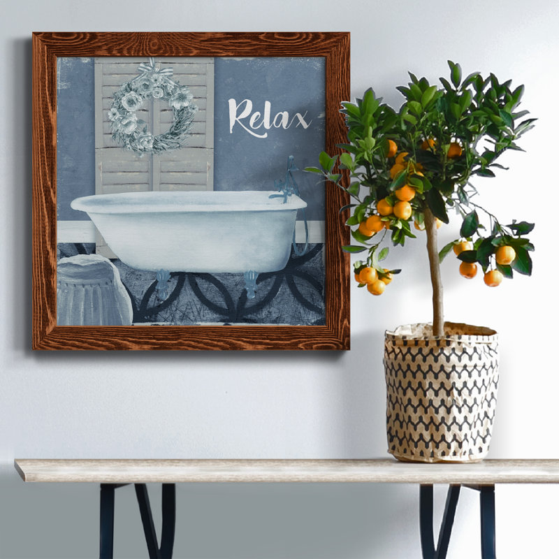 Relax - peinture sur toile encadrée, Toile avec cadre érable patiné, H 17 po x l 17 po x P 1,5 po