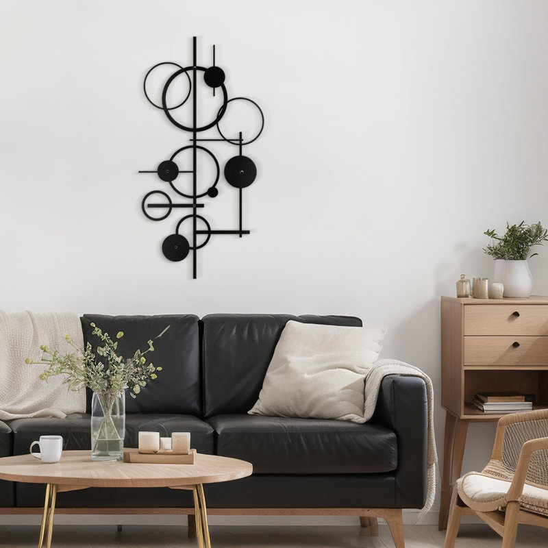 Décoration murale en métal, H 36 po x l 18 po x P 0,05 po, Noir