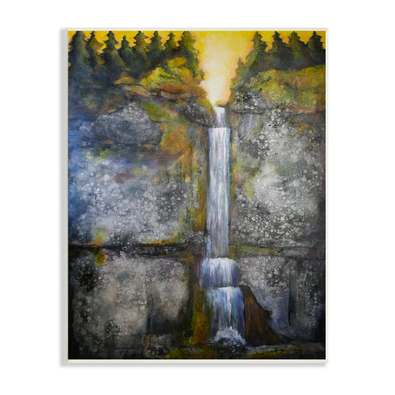 Rustic Sunset Waterfall Cascading Wat par Doris Charest 967, Plaque murale, H 19 po x l 13 po x P 0,5 po